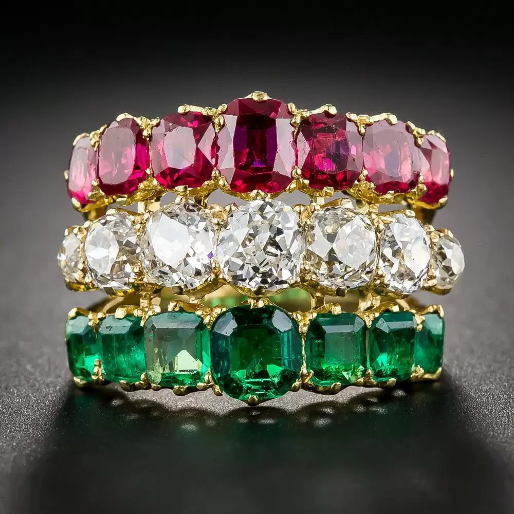 Vintage Boho Mosaic CZ Engagement Ring with Christmas Gift